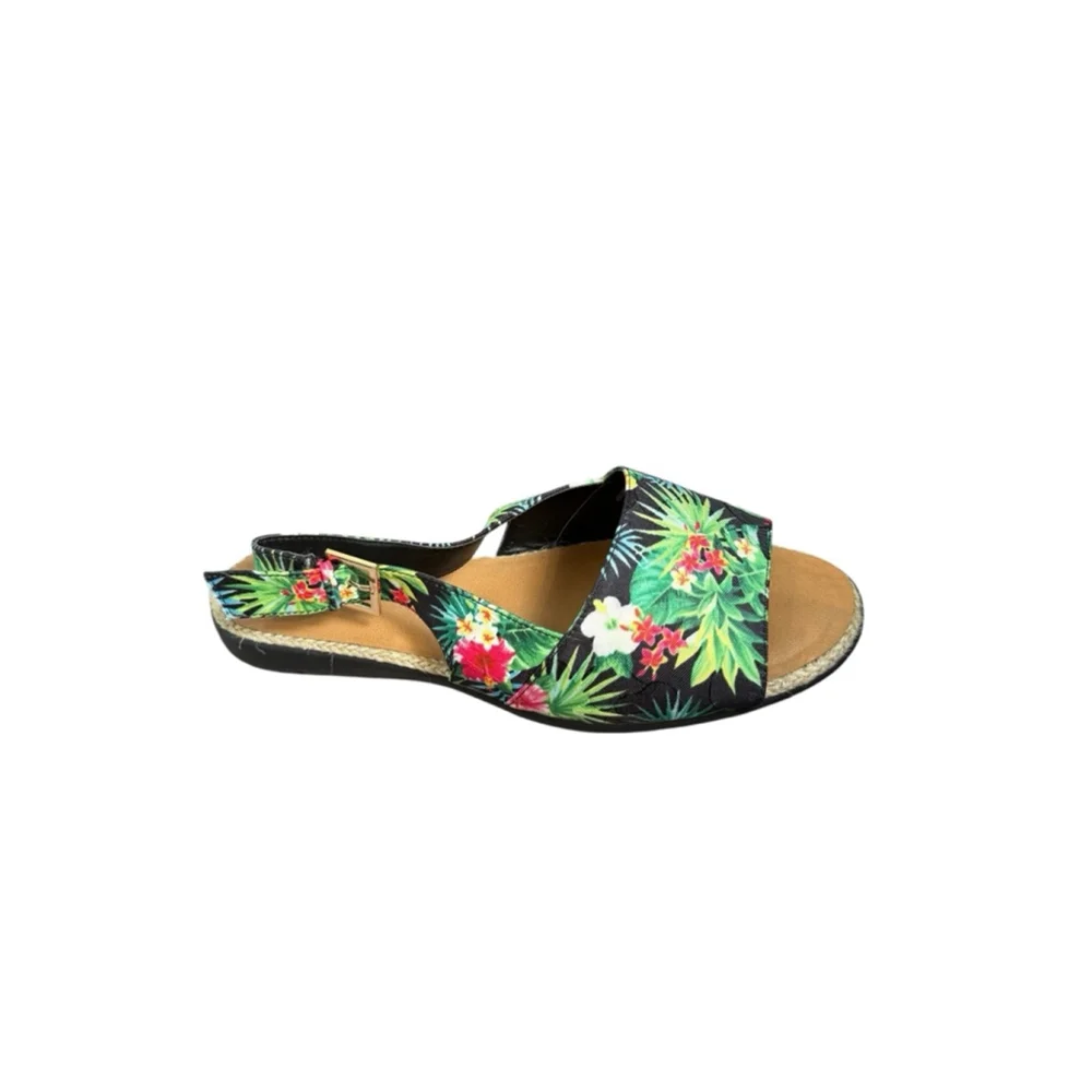 Cory View Sandals Green Floral Print Wide Width Size 12WW - Picture 2 of 11